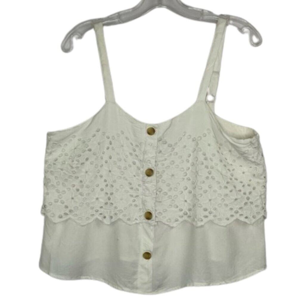 Style Envy white cropped tank top eyelet button down XL